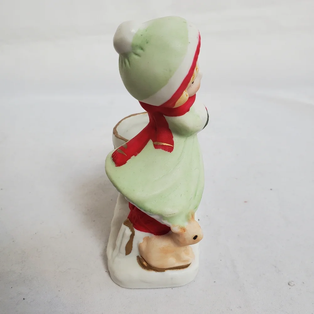 Vintage Jasco Luvkins Christmas Girl Candle Holder